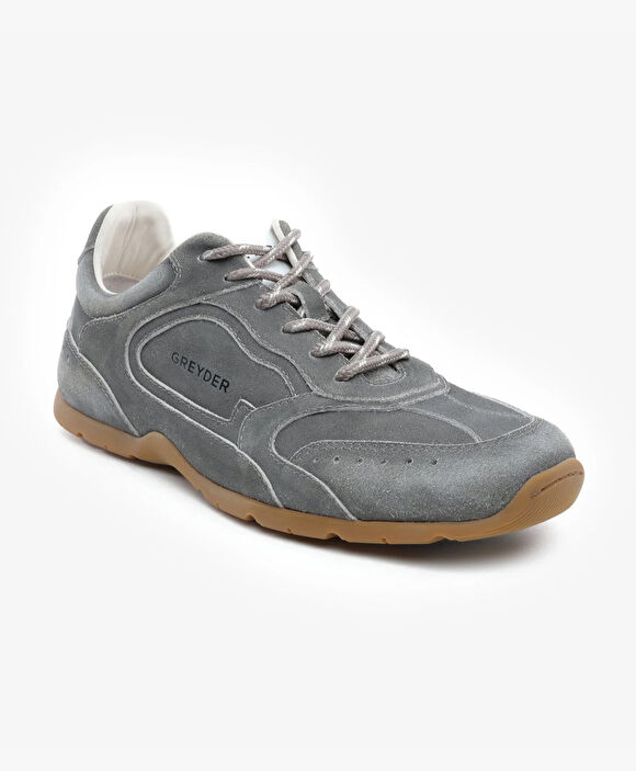 Erkek Koyu Gri Hakiki Deri Sneaker Ayakkabı