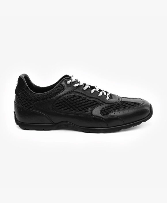 Erkek Siyah Hakiki Deri Sneaker Ayakkabı