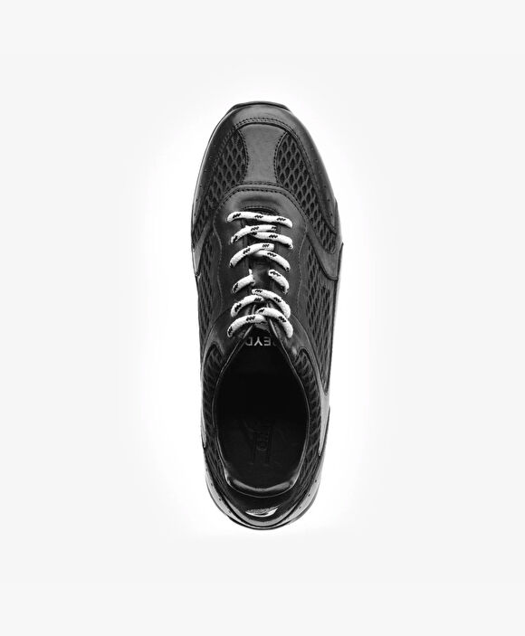 Erkek Siyah Hakiki Deri Sneaker Ayakkabı