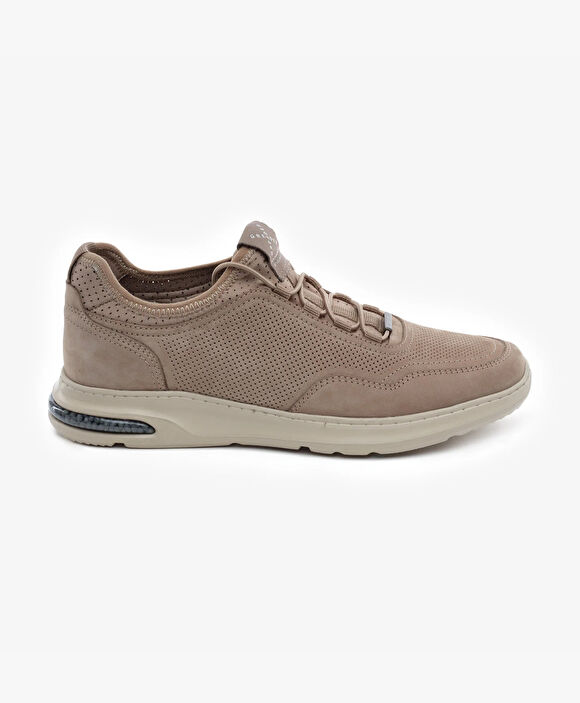 Erkek Vizon Hakiki Deri Sneaker Ayakkabı