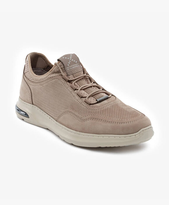 Erkek Vizon Hakiki Deri Sneaker Ayakkabı