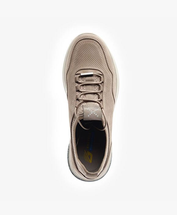 Erkek Vizon Hakiki Deri Sneaker Ayakkabı