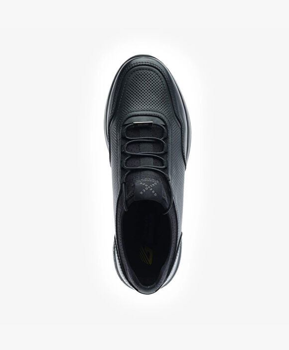 Erkek Siyah Hakiki Deri Sneaker Ayakkabı