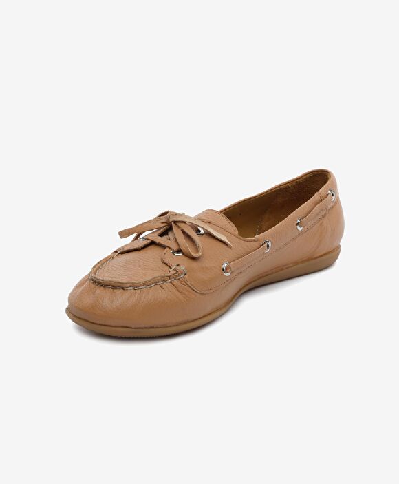 Kadın Taba Hakiki Deri Loafer Ayakkabı