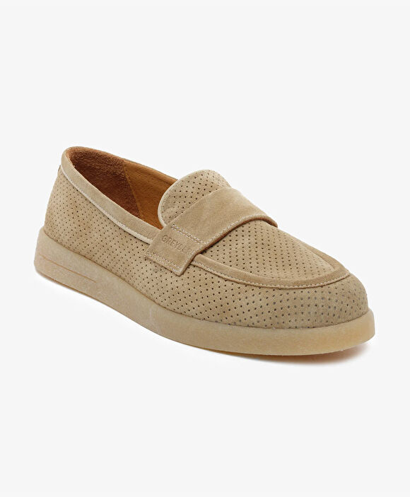 Kadın Bej Hakiki Deri Loafer Ayakkabı