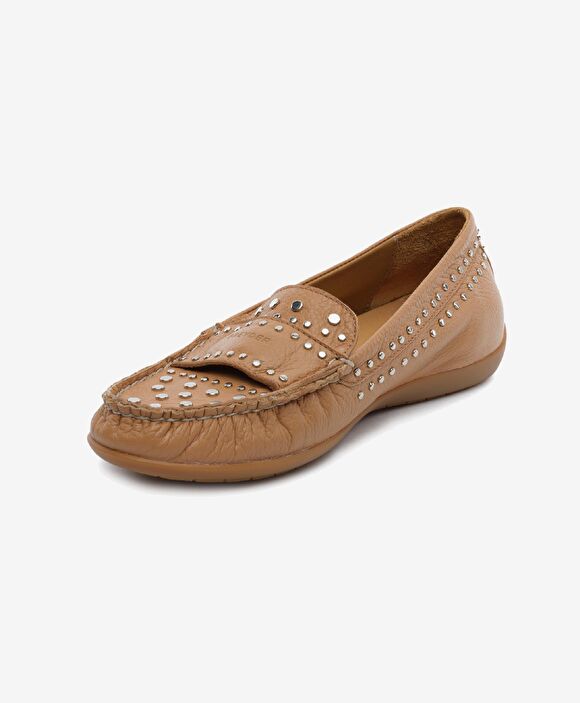 Kadın Taba Hakiki Deri Loafer Ayakkabı