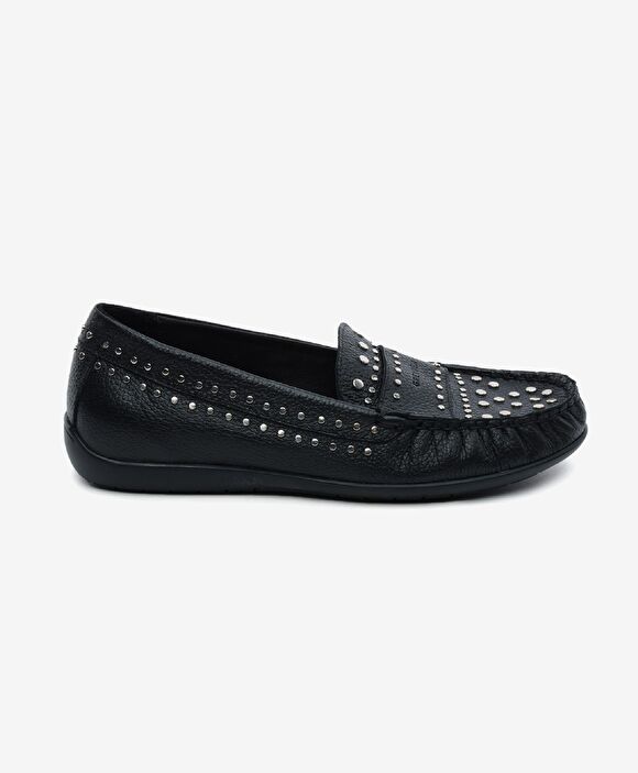 Kadın Siyah Hakiki Deri Loafer Ayakkabı