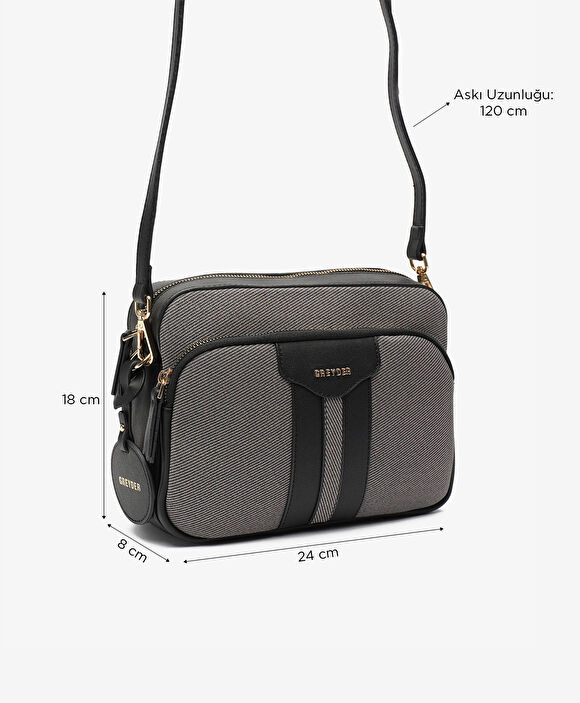 Kadın Siyah Gri Çapraz Çanta