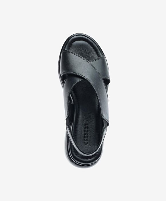 Kadın Siyah Hakiki Deri Comfort Sandalet