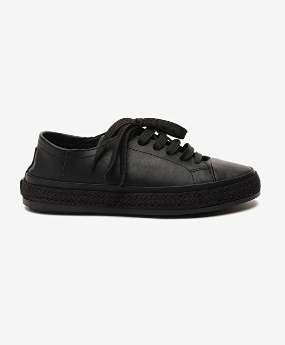 Kadın Siyah Hakiki Deri Sneaker Ayakkabı