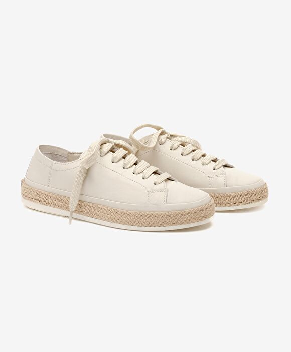 Kadın Kirli Beyaz Hakiki Deri Sneaker Ayakkabı