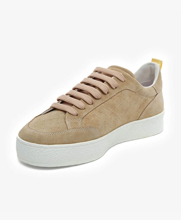 Kadın Bej Hakiki Deri Sneaker Ayakkabı