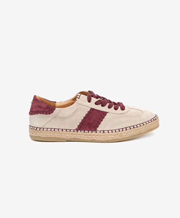 Kadın Bej Süet Bordo Hakiki Deri Sneaker Ayakkabı