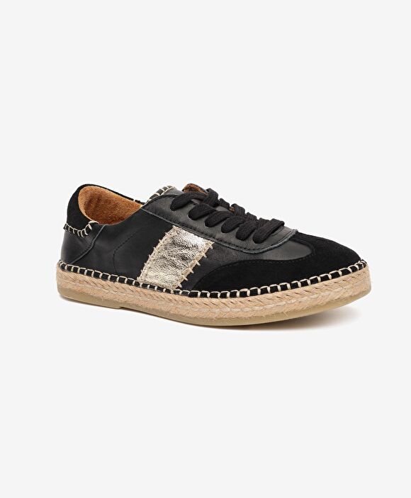 Kadın Siyah Süet Altın Hakiki Deri Sneaker Ayakkabı