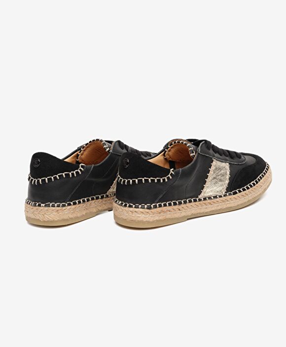 Kadın Siyah Süet Altın Hakiki Deri Sneaker Ayakkabı