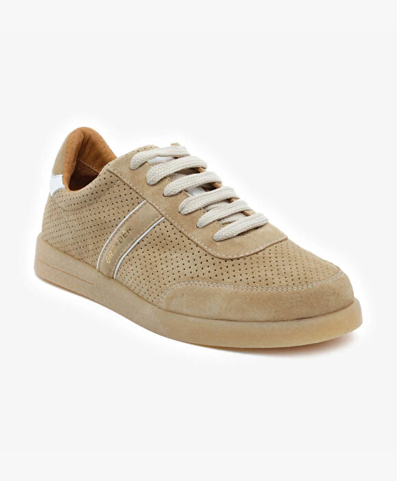 Kadın Bej Hakiki Deri Sneaker Ayakkabı