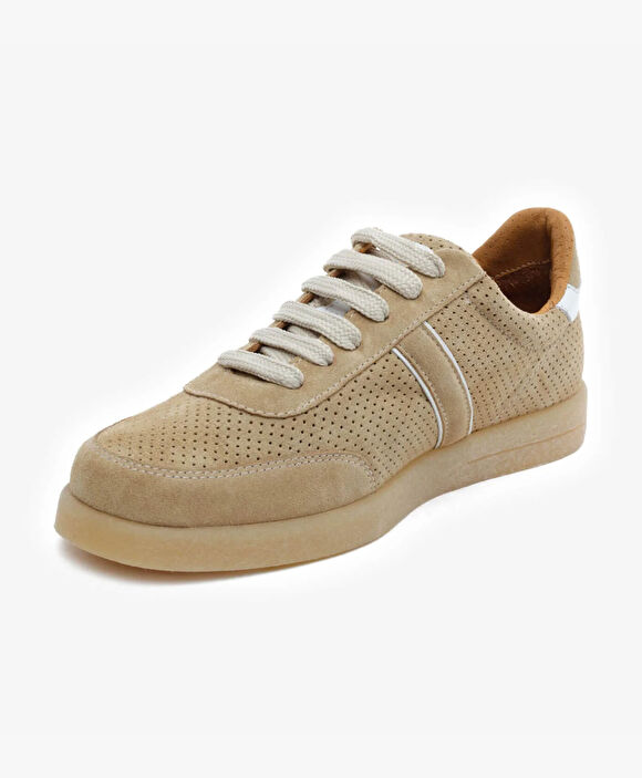 Kadın Bej Hakiki Deri Sneaker Ayakkabı