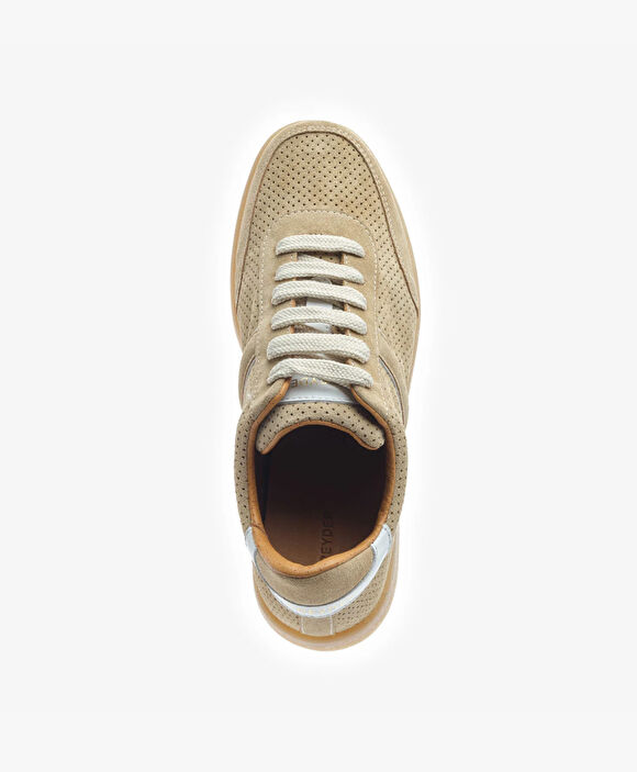 Kadın Bej Hakiki Deri Sneaker Ayakkabı