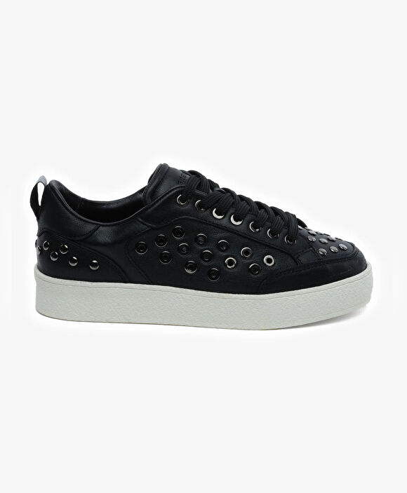 Kadın Siyah Hakiki Deri Sneaker Ayakkabı