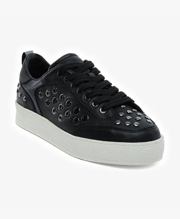Kadın Siyah Hakiki Deri Sneaker Ayakkabı