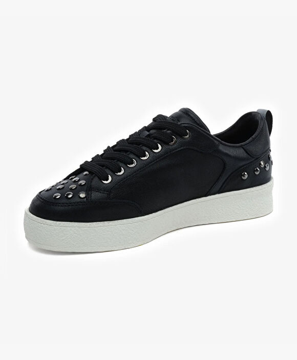 Kadın Siyah Hakiki Deri Sneaker Ayakkabı