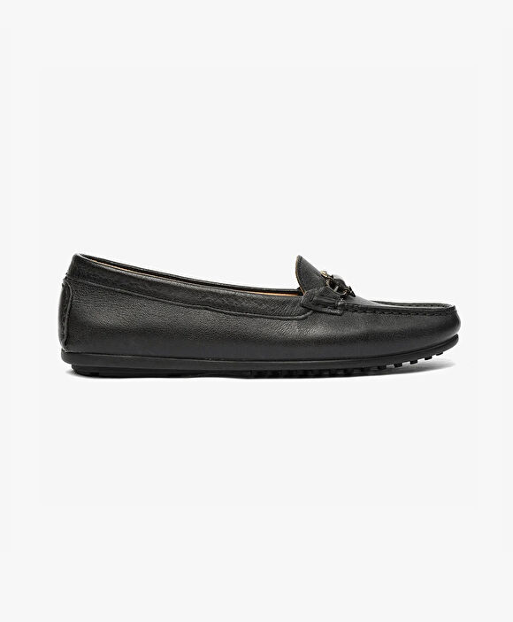 Kadın Mat Siyah Hakiki Deri Loafer Ayakkabı