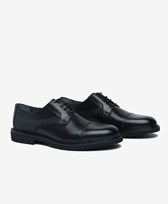Erkek Siyah Hakiki Deri Oxford Ayakkabı