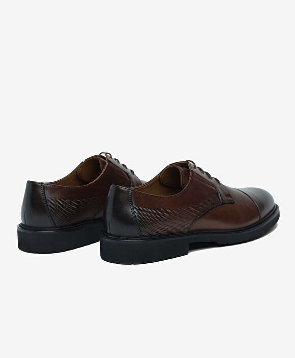 Erkek Kahverengi Hakiki Deri Oxford Ayakkabı