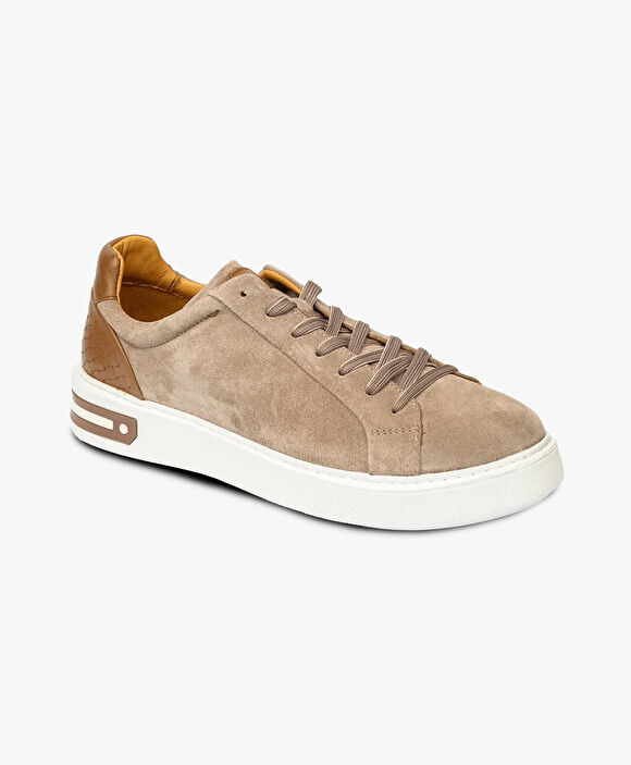 Erkek Vizon Hakiki Deri Sneaker Ayakkabı