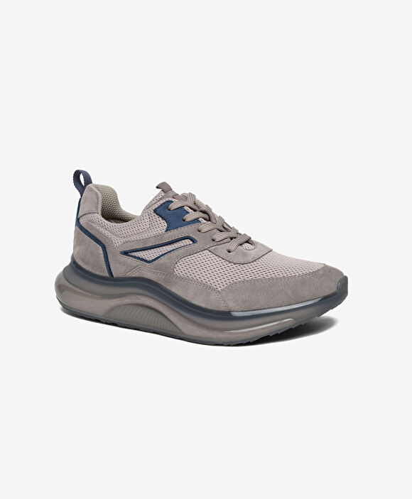 Erkek Gri Hakiki Deri Günlük Spor Ayakkabı