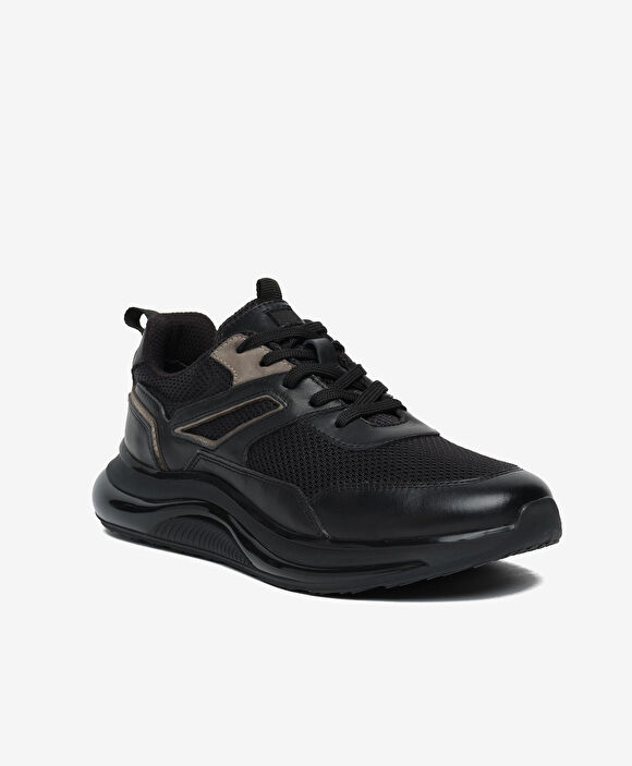 Erkek Siyah Hakiki Deri Günlük Spor Ayakkabı