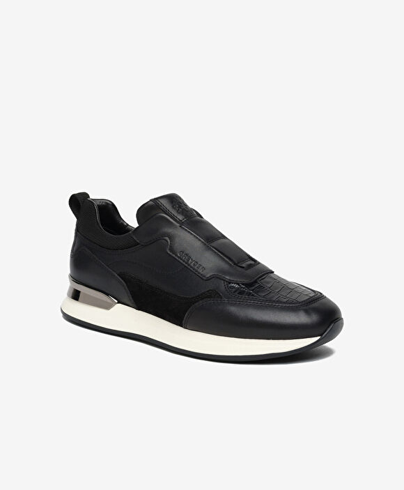 Erkek Siyah Hakiki Deri Günlük Spor Ayakkabı