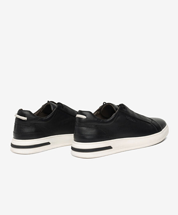 Erkek Siyah Hakiki Deri Sneaker Ayakkabı
