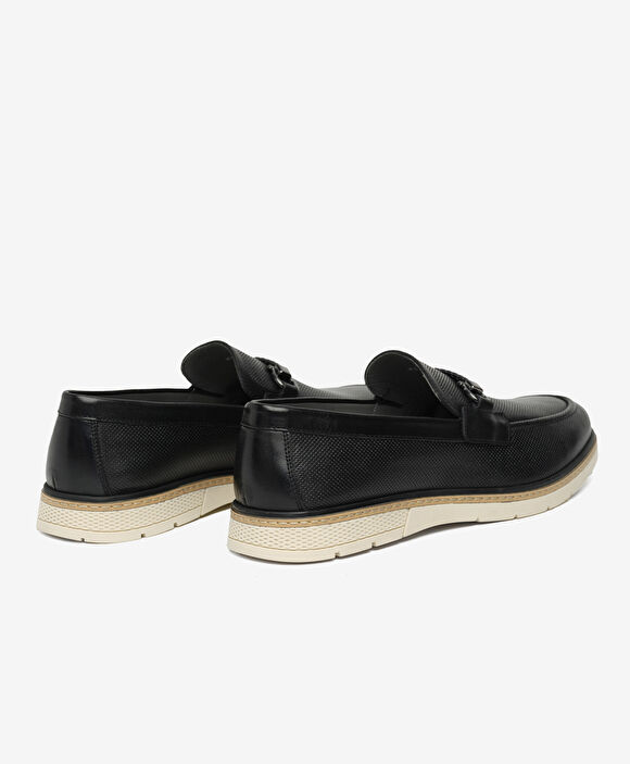 Erkek Siyah Hakiki Deri Loafer Ayakkabı