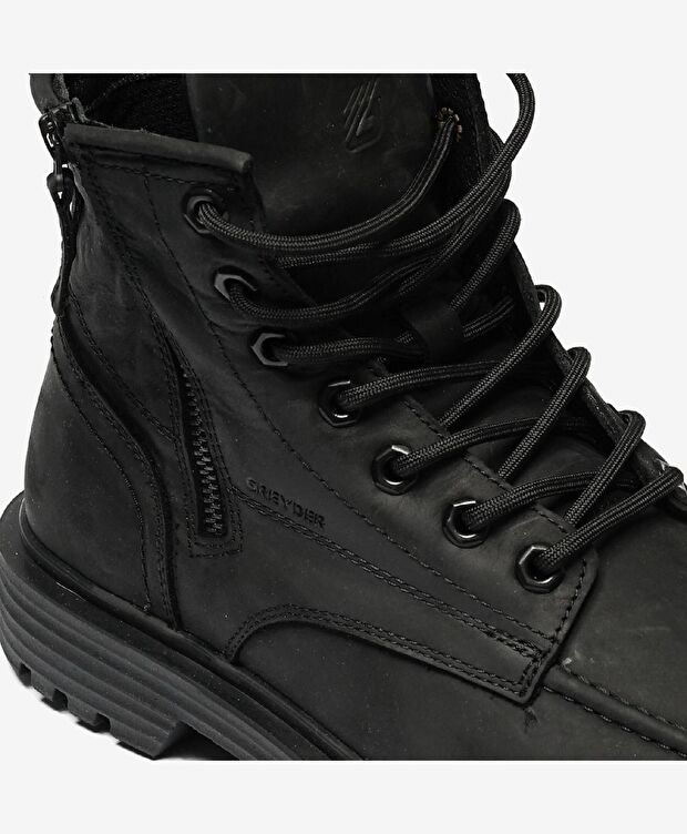 Erkek Siyah Hakiki Deri Memory Foam Taban Günlük Bot - 4