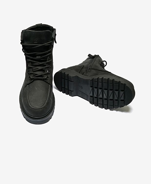 Erkek Siyah Hakiki Deri Memory Foam Taban Günlük Bot - 5