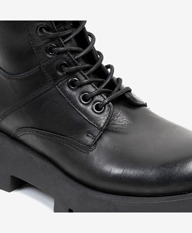 Kadın Siyah Hakiki Deri Memory Foam Taban Military Bot - 4