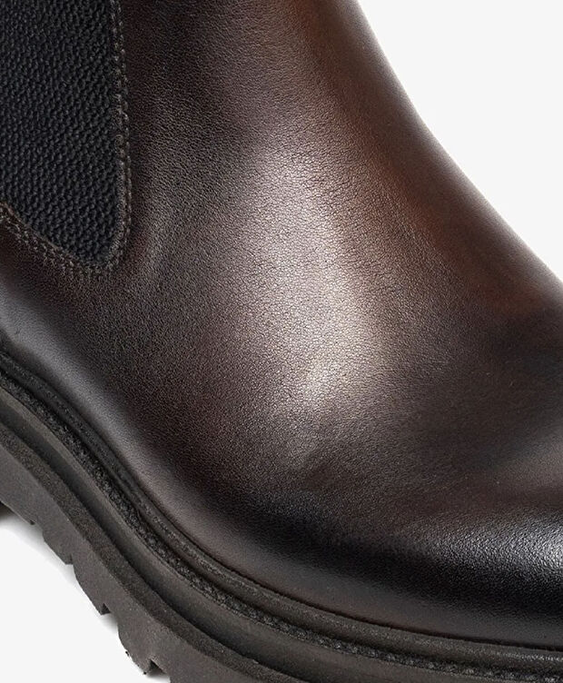 Erkek Koyu Kahverengi Hakiki Deri Chelsea Bot - 4