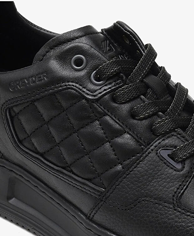Erkek Siyah Hakiki Deri Sneaker Ayakkabı - 4