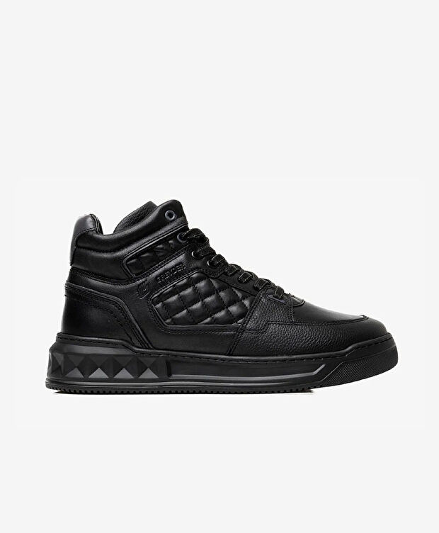 Erkek Siyah Hakiki Deri Sneaker Bot - 1