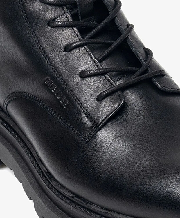 Erkek Siyah Hakiki Deri Military Bot - 4