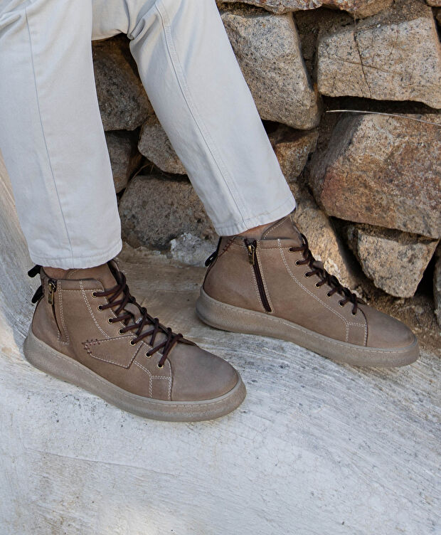 Erkek Vizon Hakiki Deri Sneaker Bot - 7