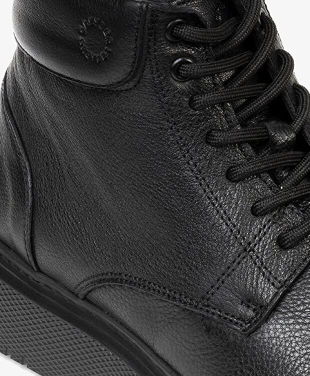 Erkek Siyah Hakiki Deri Casual Bot - 4