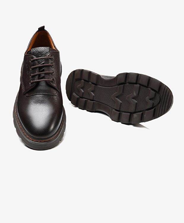 Erkek kahverengi Hakiki Deri Oxford Ayakkabı - 5