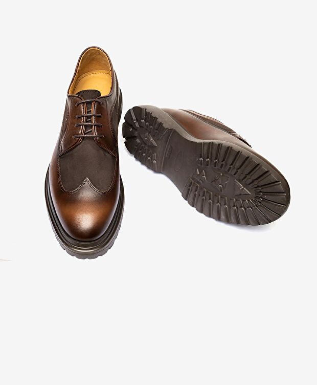 Erkek Kahverengi Hakiki Deri Klasik Ayakkabı - 5