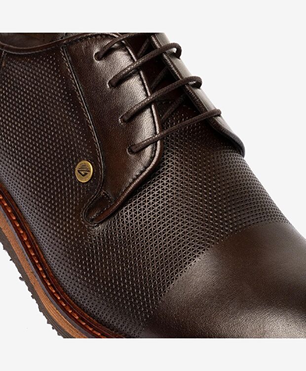 Erkek Kahverengi Hakiki Deri Klasik Ayakkabı - 4