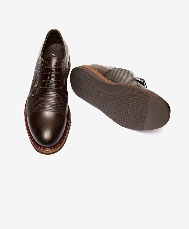 Erkek Kahverengi Hakiki Deri Klasik Ayakkabı - 5