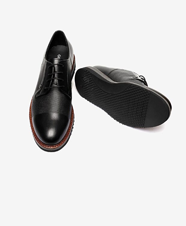 Erkek Siyah Hakiki Deri Klasik Ayakkabı - 5