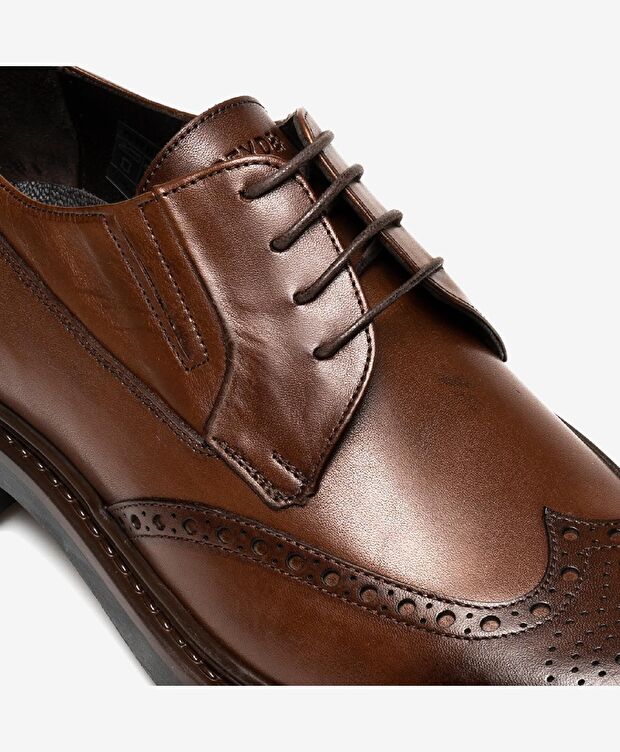 Erkek Kahverengi Hakiki Deri Klasik Ayakkabı - 4