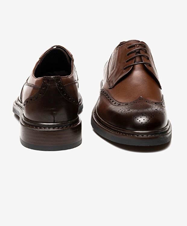 Erkek Kahverengi Hakiki Deri Klasik Ayakkabı - 6